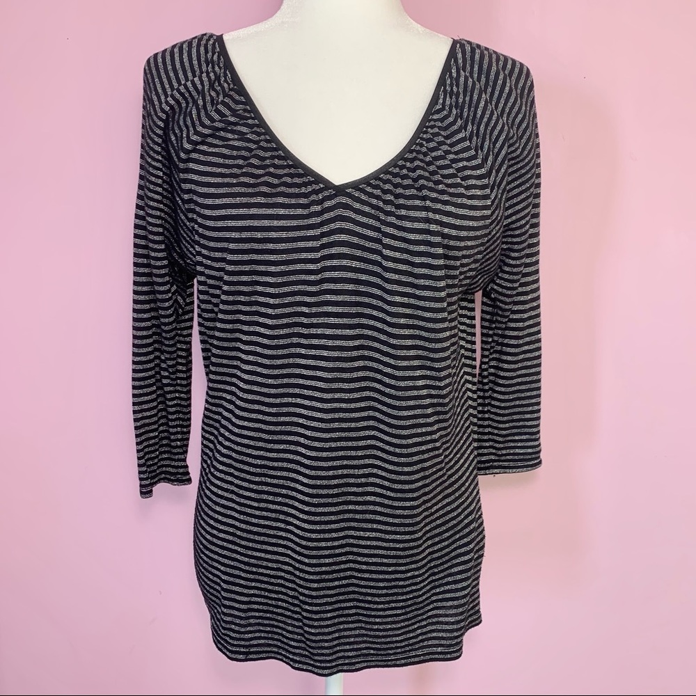 WHBM Silver Striped Top